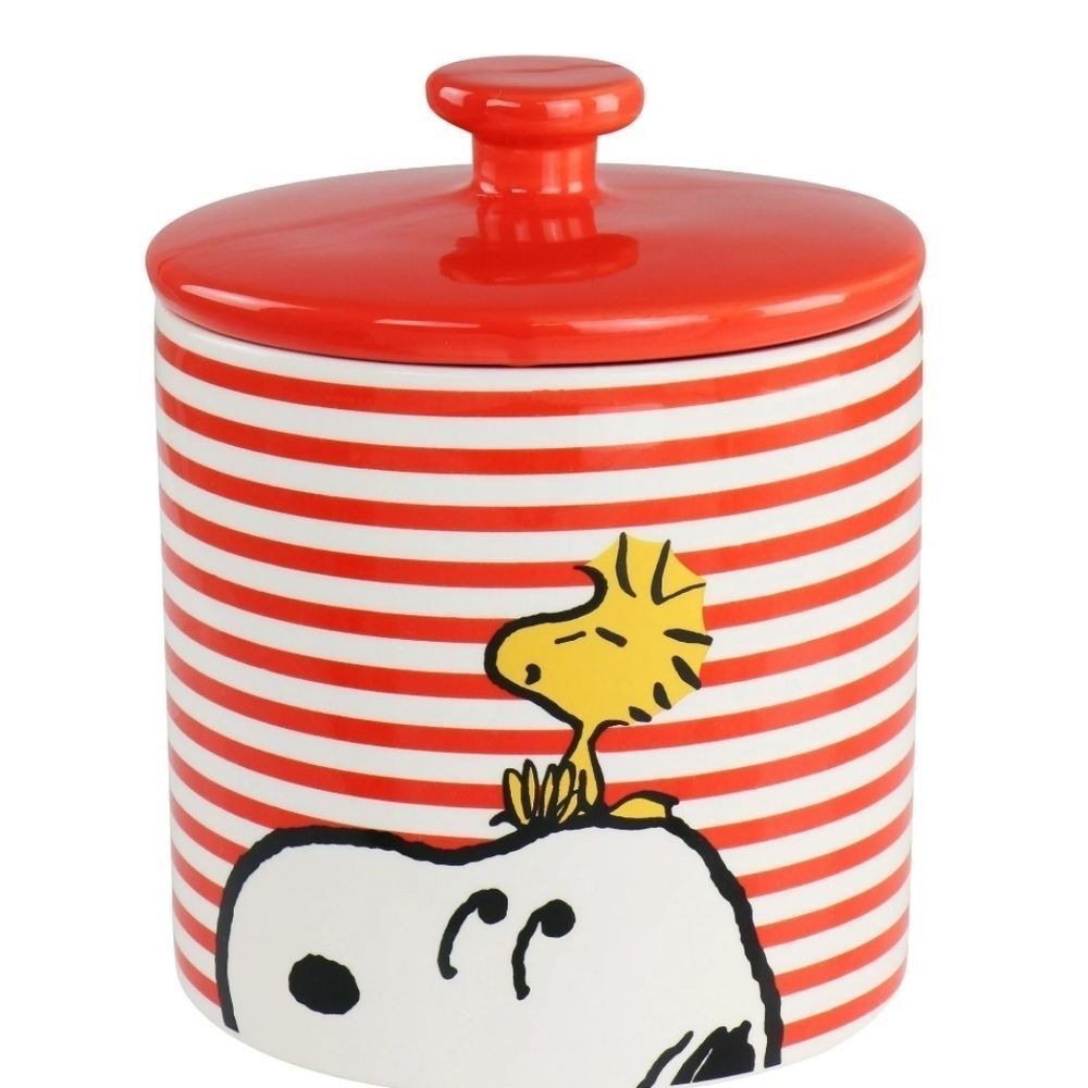 Peanuts Snoopy & Woodstock Durastone Striped Cookie Jar